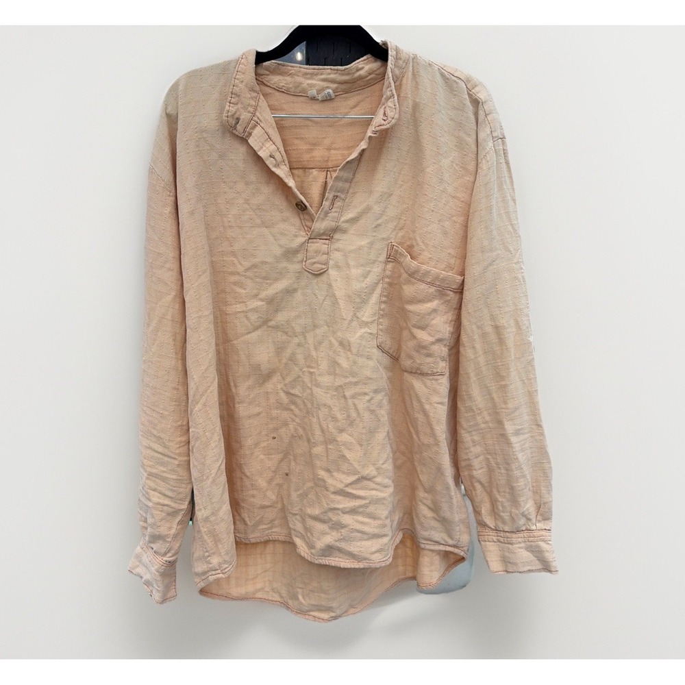 Retro Vintage Cotton Yogi Bohemian Carmel Color Pullover Tunic Distressed